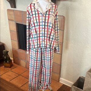 Finding Foxtail Plaid/Floral/Fairy Print Pajama Set, size M